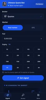 Chinese Quotx Bot with a licence: the plan reads Pro licence and every expiry is unlocked